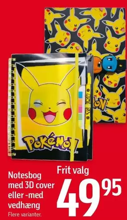 Pokemon - Notesbog med 3D cover eller med vedhæng