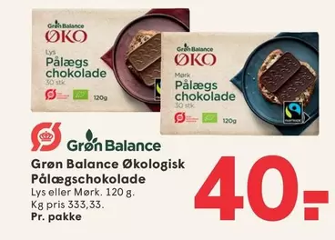 Økologisk Pålægschokolade Lys eller Mørk
