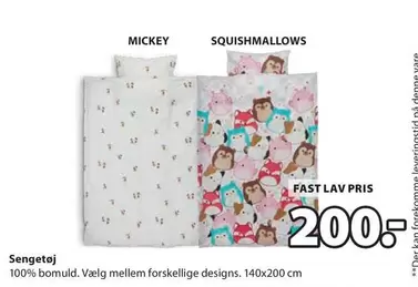 Den - Sengetøj (Mickey / Squishmallows)