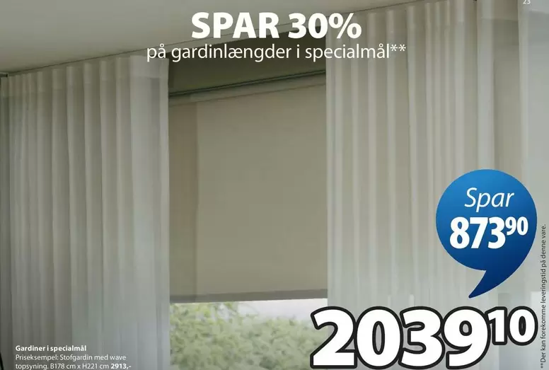 Wave - gardinlængder