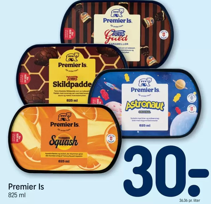 Den - Premier Is (ice cream varieties: Tom's Gull, Skildpadde, Astronaut, Squash)