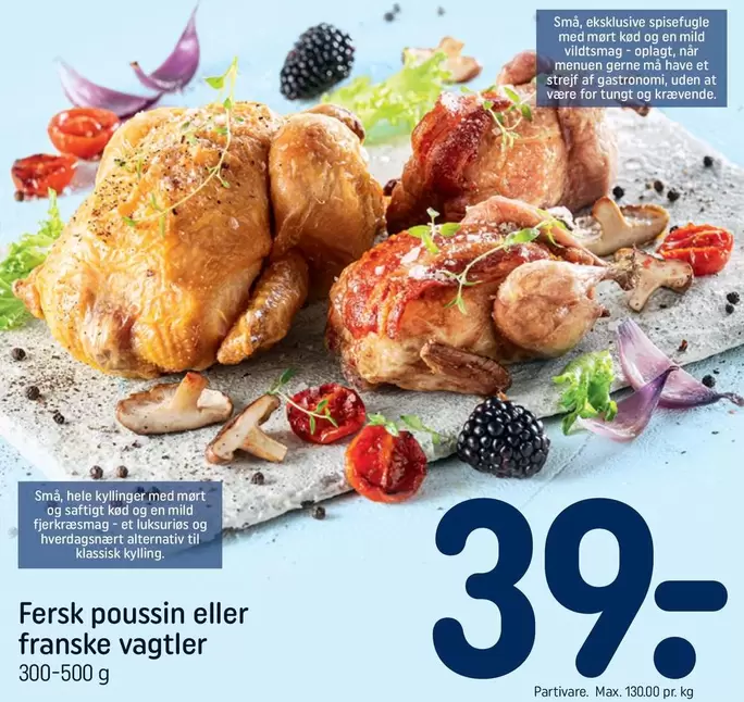 Fersk poussin eller franske vagtler
