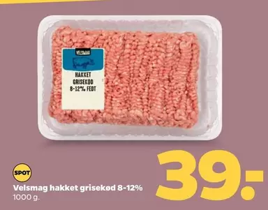 Vel smag hakket grisekød 8-12%
