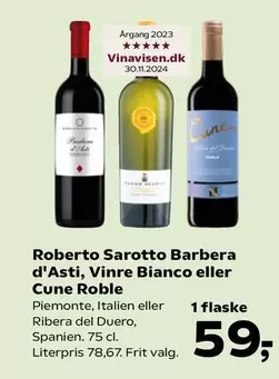 Roberto Sarotto Barbera d'Asti, Vinre Bianco eller Cune Roble