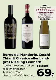 Land - Borgo del Mandorlo, Cecchi Chianti Classico eller graf Riesling Feinherb