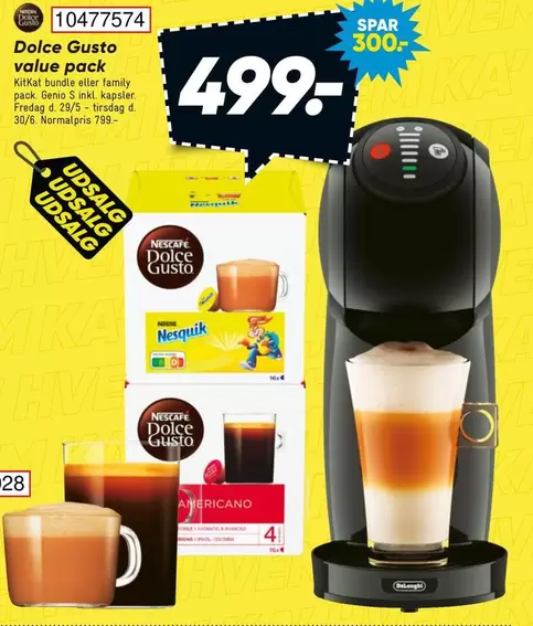 Dolce Gusto value pack KitKat Bundle eller family pack, Demo 5 stk, kapsler fredag d. 29/5 - fredag d. 30/5. Normalpris 799,-