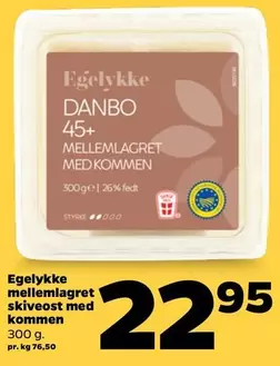 Mellemlagret skiveost med kommen