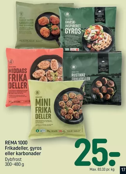Frikadeller, gyros eller karbonader