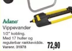 Vippevander 1/2" kobling. Med 17 huller og regulerbar rækkevidde. Varenr. 31978