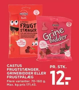 FRUGTSTÆNGER, GRINEBIDDER ELLER FRUGTPÅLÆG