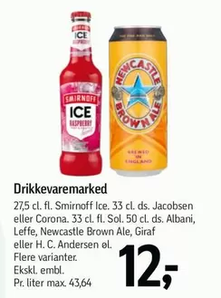 Ds - Smirnoff Ice Raspberry, Newcastle Brown Ale
