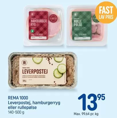 Leverpostej, hamburgerryg eller rullepølse
