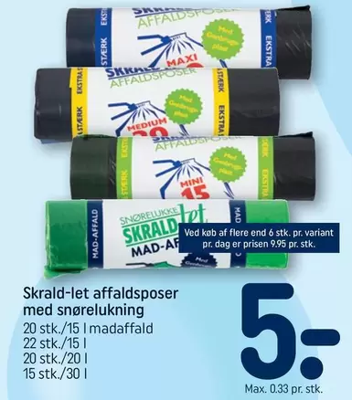 Skrald-let affaldsposer med snørelukning