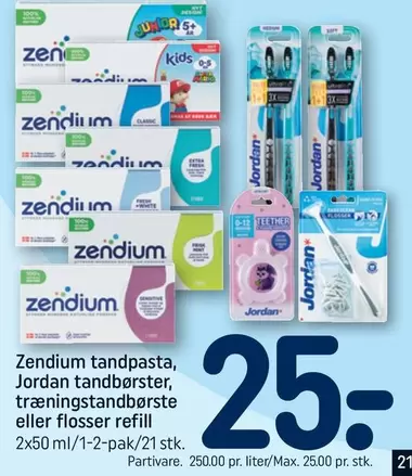 Zendium tandpasta, Jordan tandbørster, træningstandbørste eller flosser refill