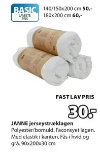 JANNE jerseystræklagen 140/150x200 cm 50,- 180x200 cm 60,-