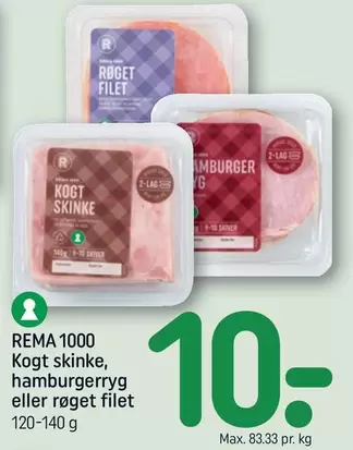 Kogt skinke, hamburgerryg eller røget filet