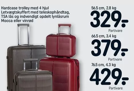 Hardcase trolley med 4 hjul