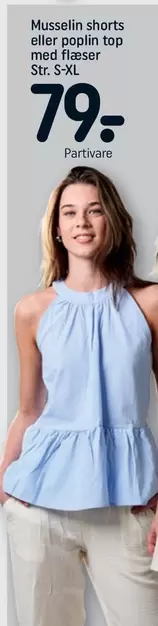 Musselin shorts eller poplin top med flæser