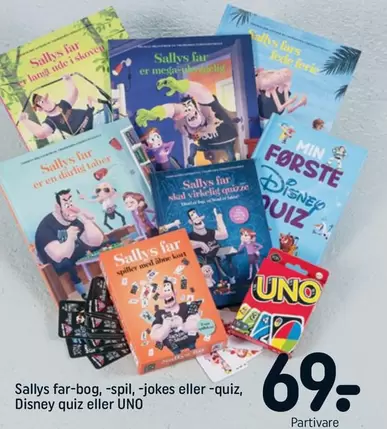 Kort - Salllys far-bog, -spil, -jokes eller -quiz, Disney quiz eller UNO