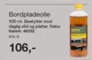 Natur - Bordpladeolie 500 ml. Beskytter mod daglig slid og pletter. . Varenr. 46352
