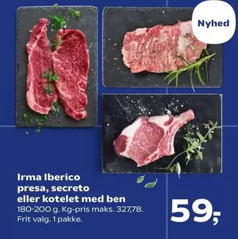 Irma Iberico presa, secreto eller kotelet med ben