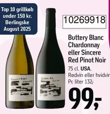 Red - Buttery Blanc Chardonnay eller Sincere Pinot Noir 10269918