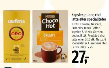 Kapsler, puder, chai latte eller specialiteter