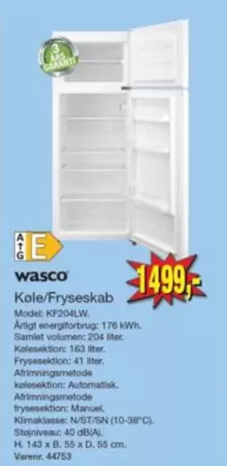 Køle/Fryseskab KF204LW