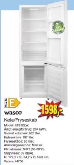 Køle/Fryseskab KF262LW