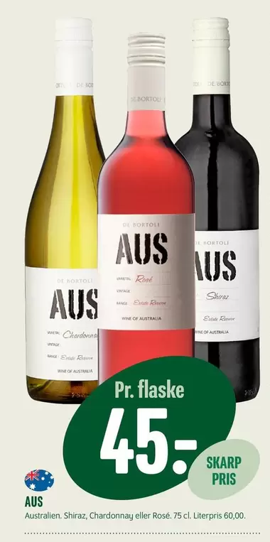Australien Shiraz, Chardonnay eller Rosé