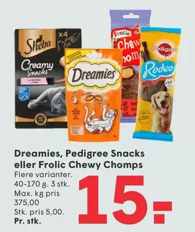 Dreamies, Pedigree Snacks eller Frolic Chewy Chomps