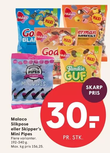 Malaco Slikpose eller Skipper's Mini Pipes