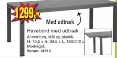 Havebord med udtræk