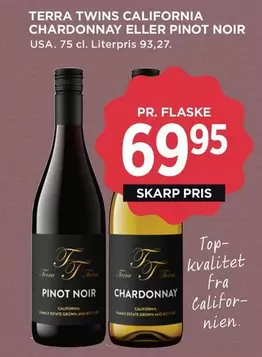 TERRA TWINS CALIFORNIA CHARDONNAY ELLER PINOT NOIR