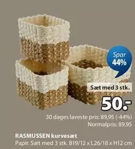 RASMUSSEN kurvesæt Papir. Sæt med 3 stk. B19/12 x L26/18 x H12 cm