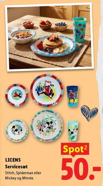 Stitch - Servicesæt , Spiderman eller Mickey og Minnie