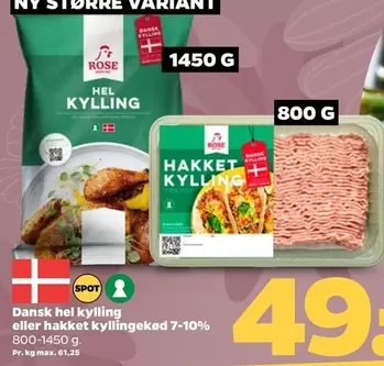 Rose - Dansk hel kylling eller hakket kyllingekød