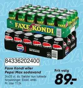 Pepsi - Faxe Kondi eller Max sodavand