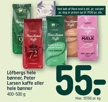 Java - Löfbergs hele bønner, Peter Larsen kaffe eller hele bønner