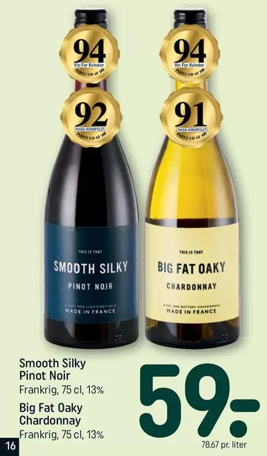 Smooth Silky Pinot Noir / Big Fat Oaky Chardonnay