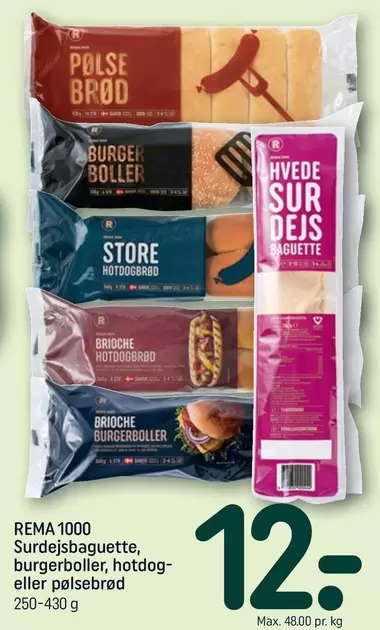 Surdejsbaguette, burgerboller, hotdog- eller pelsebr8d