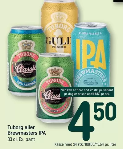 Carlsberg - Tuborg eller Brewmasters IPA 33 cl.