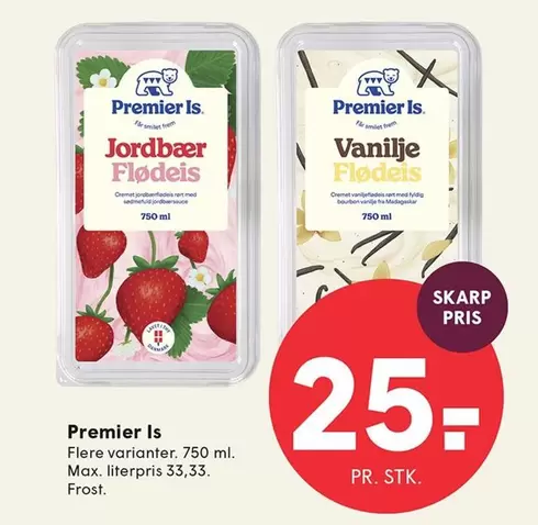 Jordbær Flødeis / Vanilje Flødeis