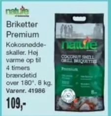 Shell - Briketter Premium Kokosnøddeskaller. Høj varme op til 4 timers brændetid over 180°. 8 kg. Varenr. 41986