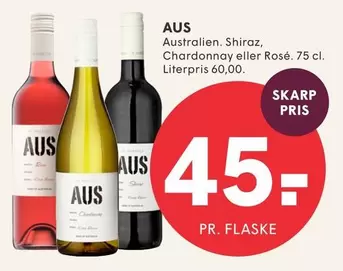 Australien. Shiraz, Chardonnay eller Ros
75 cl.