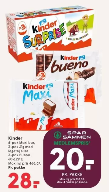 Kinder - Surprise, Bueno, Maxi