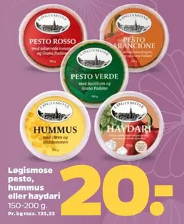 pesto, hummus eller haydari