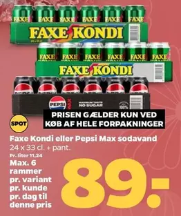 Faxe -  Kondi eller Pepsi Max sodavand