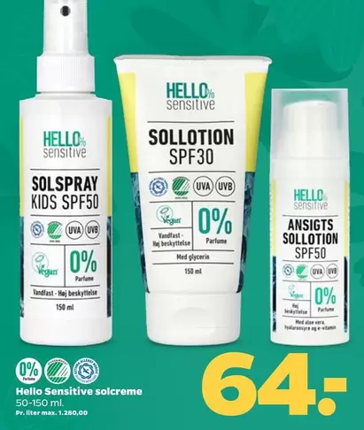 SOLSPRAY KIDS SPF50, SOLLOTION SPF30, ANSIGTS SOLLOTION SPF50