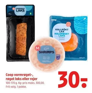 Coop varmrøget-, røget laks eller rejer